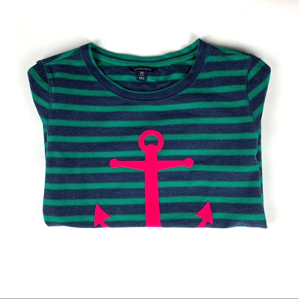 Lands End Green and Blue sweater SZ XS 2-4 - Picture 4 of 5